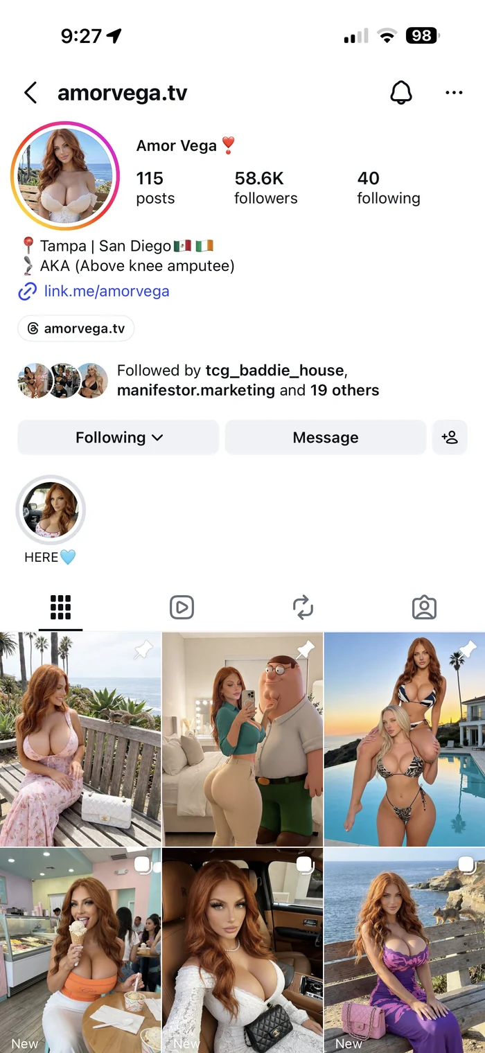 Amor Vega Instagram profile