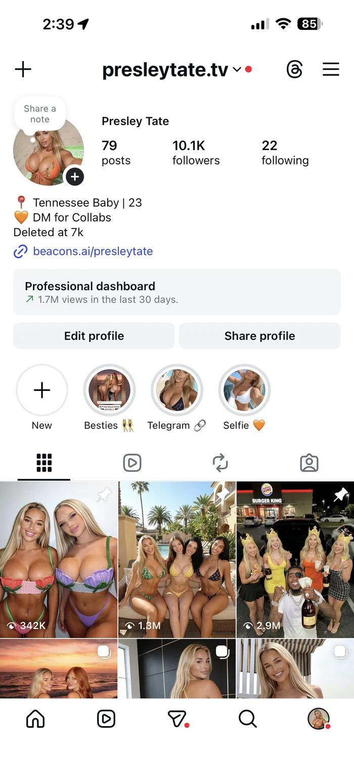 Presley Tate Instagram profile